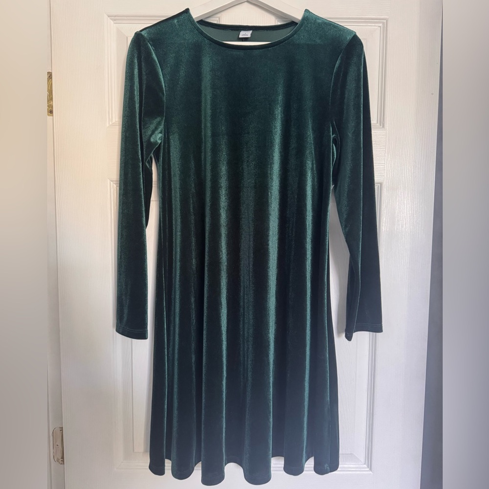 NWT Old Navy Green Velvet Long Sleeve Dress Size Small